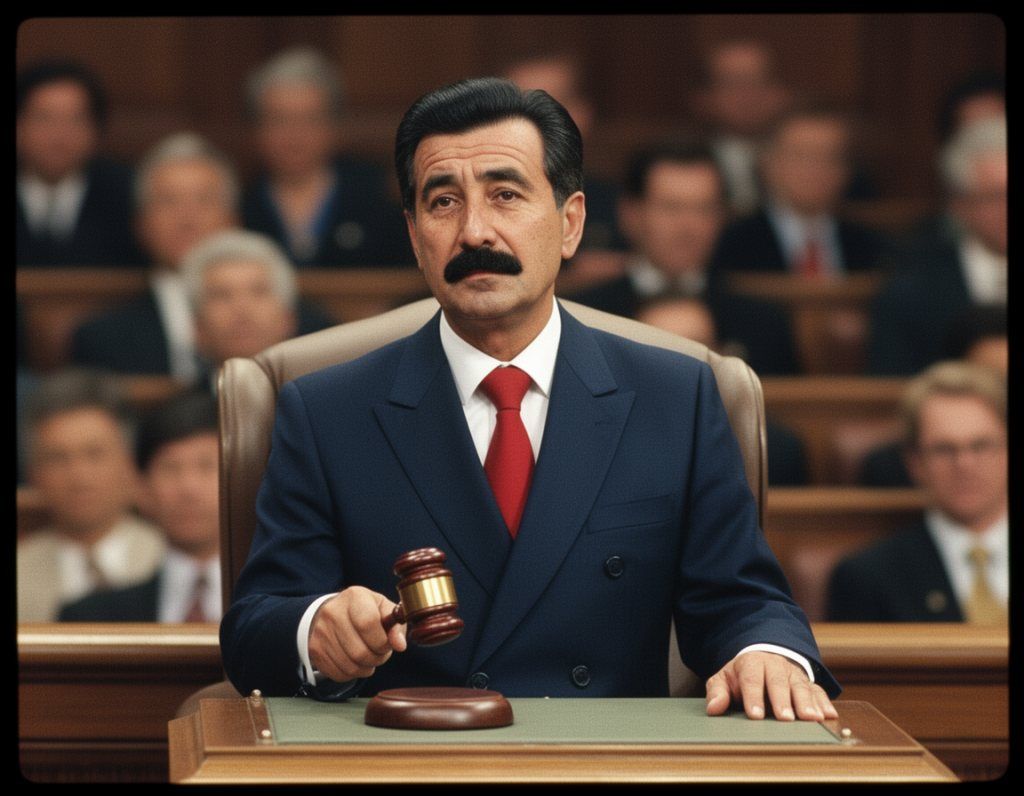 Kanybek Zhumaliev in the Speaker's chair of the House of Representatives, 1995